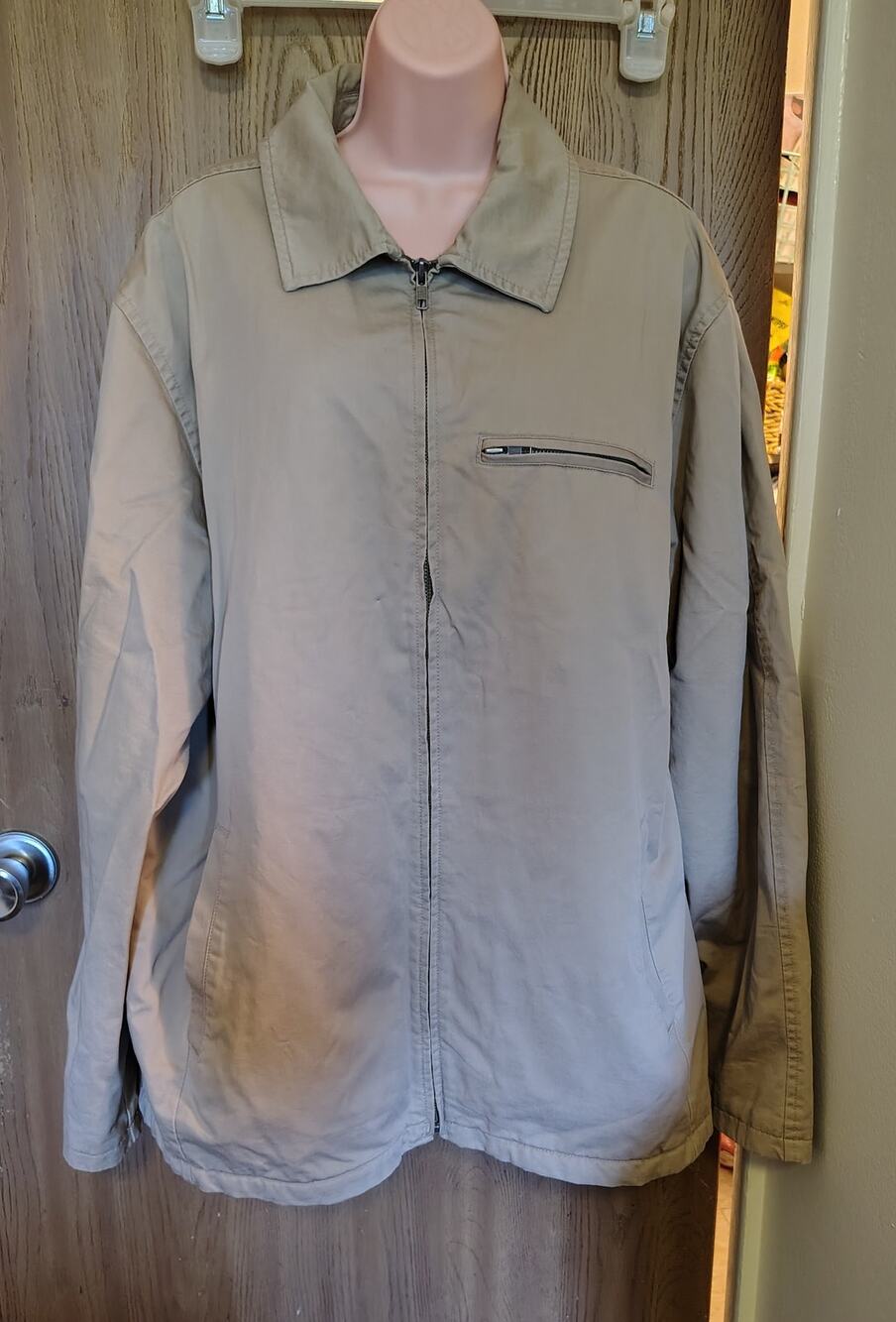 Gap Men's Khaki Tan Mac Coat utility field Jacket Full Zip size XL Y2K